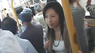 babe blowjob brunette japanese small-tits little public train